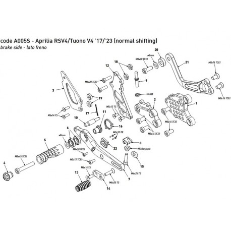 Rearsets replacement Bonamici Racing GSXR1000 2005-2006