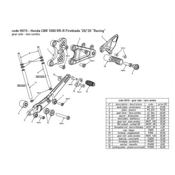 Pièces de rechange pour commandes reculées version piste Bonamici Racing CBR1000RR 2020-2022