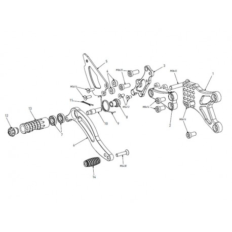 Bonamici Racing Footrest Systems Spare Parts for Triumph Daytona 675 | 675 Street Triple 2006-2012