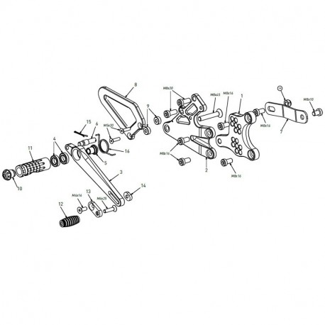 Rearsets replacement Bonamici Racing Street Triple 765 2017-2021