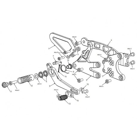 Bonamici Racing Ersatzteile für Fussrastenanlage Yamaha R1 2015-2025
