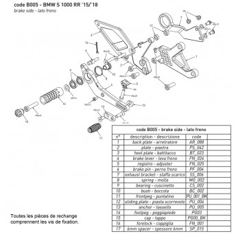 Pièce de rechange pour commandes reculées Bonamici Racing S1000RR 2015-2018
