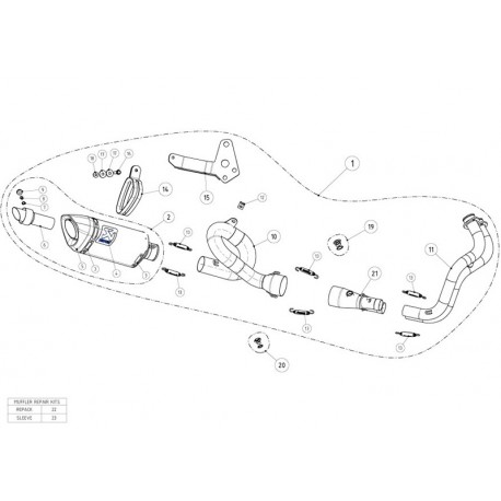 Akrapovic spare part for Racing Line exhaust system (carbon) Yamaha MT-07 | FZ-07 | TRACER | XSR 700