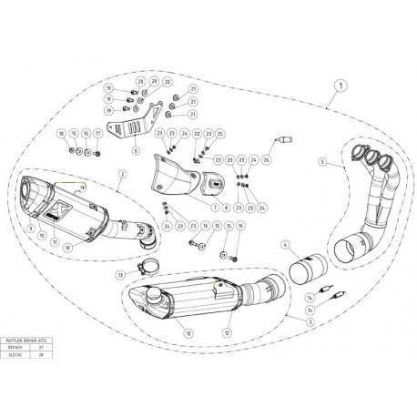 Akrapovic Ersatzteil für Auspuffanlage S-Y9R13-HAPT | S-Y9R14-APC 