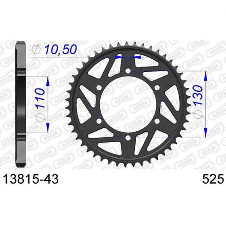 Aluminium rear sprocket AFAM 525 GSXR600/750 2011-2016 L1-L6, GSXR1000 2009-2021 K9-M1