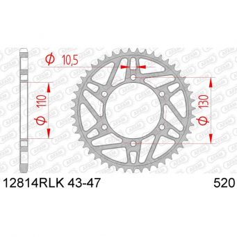 Couronne acier racing 520 GSXR600/750/1000/R1/R6/FZ1/FZ6/MT-09/XJR1300 AFAM