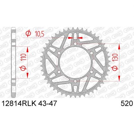 Couronne acier racing 520 GSXR600/750/1000/R1/R6/FZ1/FZ6/MT-09/XJR1300 AFAM