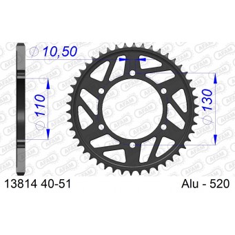 Couronne alu racing 520 GSXR600/750/1000/R1/R6/FZ1/FZ6/MT-09/XJR1300 AFAM