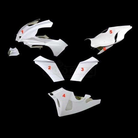SRT Fairings Complete 6-piece racing fairing kit in fiberglass for Yamaha YZF-R1 2020–