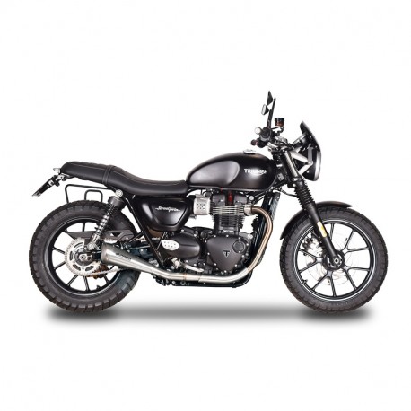 Spark Exhaust homologated 60's slip-on twin silencer Triumph Street Twin 900 2016-2018