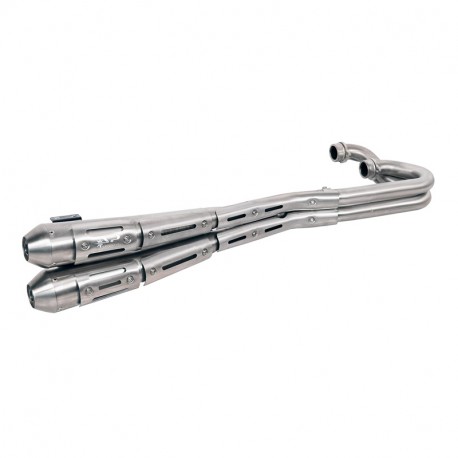 Spark Exhaust komplette 2in2 Auspuffanlage mit 70's Endschalldämpfer mit ABE Triumph Scrambler 2006-2016 Spark Exhaust komplette 2in2 Auspuffanlage mit 70's Endschalldämpfer mit ABE Triumph Scrambler 2006-2016