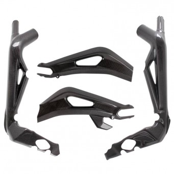Protections de cadre et bras oscillant avec protection de chaine carbone Street Triple 765 2017-2024