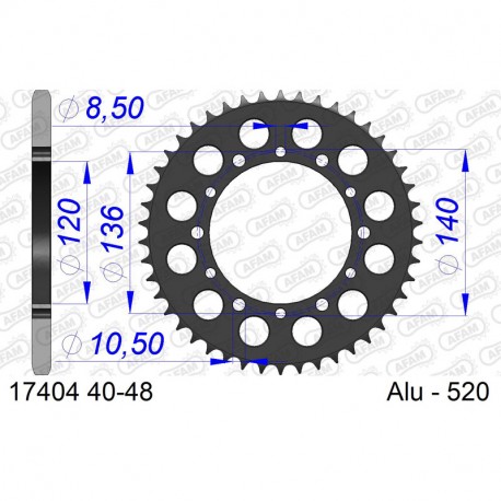AFAM Racing Kettenrad Aluminium Teilung 520 für DYMAG Felgen | ZX-6R | ZZR 600 | ZXR 750 | GSX-R 600/750 | TL 1000 | GSX-R 1300