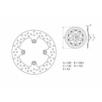 Brembo feste Hinterradbremsscheibe Serie Oro rund 240 mm Dicke 4,5 mm ZXR400 | ZR550 | ZZR600 | ZR-7/S