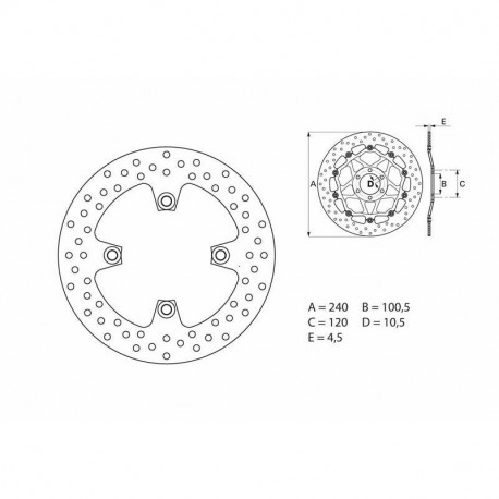 Brembo feste Hinterradbremsscheibe Serie Oro rund 240 mm Dicke 4,5 mm ZXR400 | ZR550 | ZZR600 | ZR-7/S