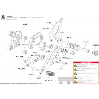 Pièces de rechange pour commandes reculées Bonamici Racing RSV4 | Tuono V4 2017-2024